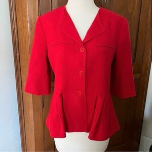 Fendi red peplum short sleeve blazer jacket size 42 6